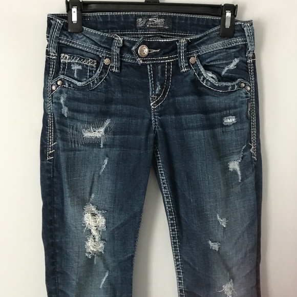 Silver Jeans Tuesday distressed bootcut dark wash - Picture 3 of 7